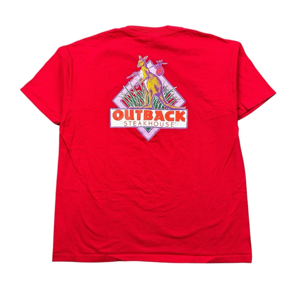 Vtg 90's Outback Steakhouse T Shirt Men XL Red Kangaroo Single Stich Made In USA